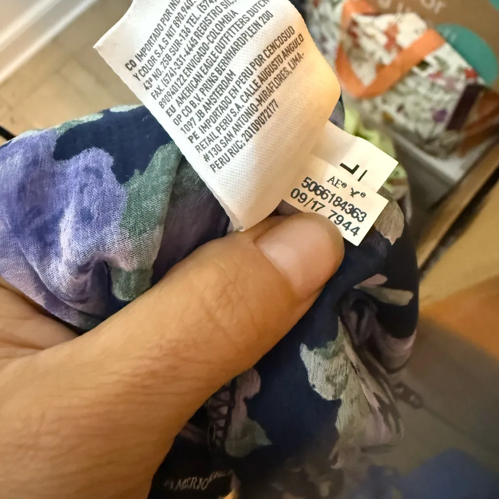 American Eagle Sheer Floral Tie Front Bell Sleeve Bohemian Blouse - Image 4