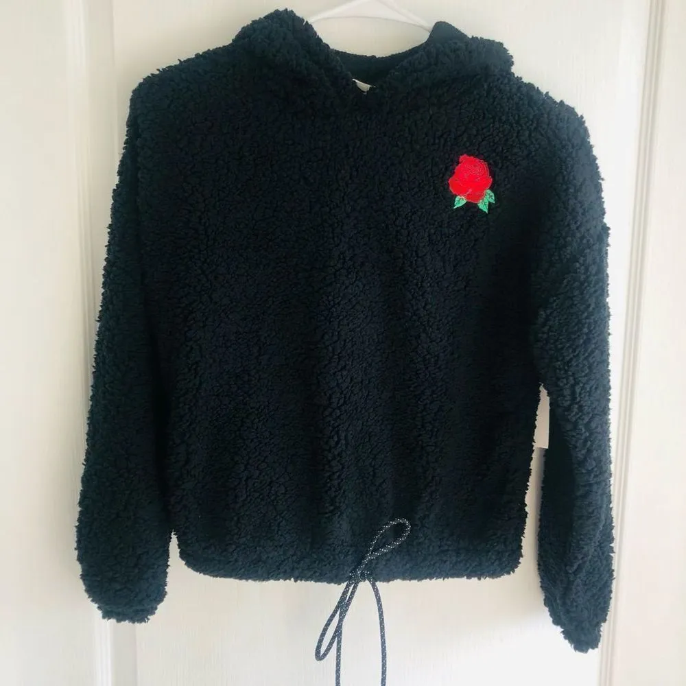 Brand New Planet Gold Black‎ Fleece Hoodie With Flower Print Size XS - Image 4