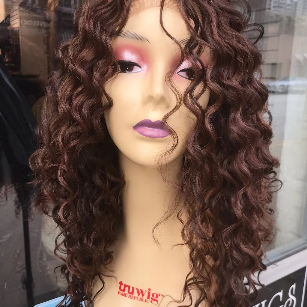 Copper brown Long Curly Lacefront Wig Swisslace - Image 8