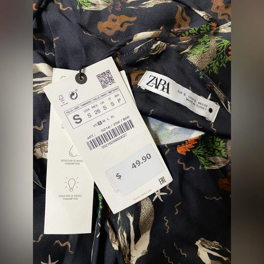NWT Zara Edith satin mermaid print slip dress XS - Image 5