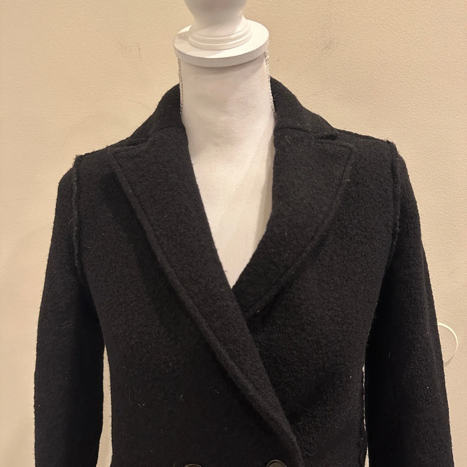 J. Crew Black Daphne Italian Boiled Wool Top Coat Sz 2 Old Money Preppy Heritage - Image 6