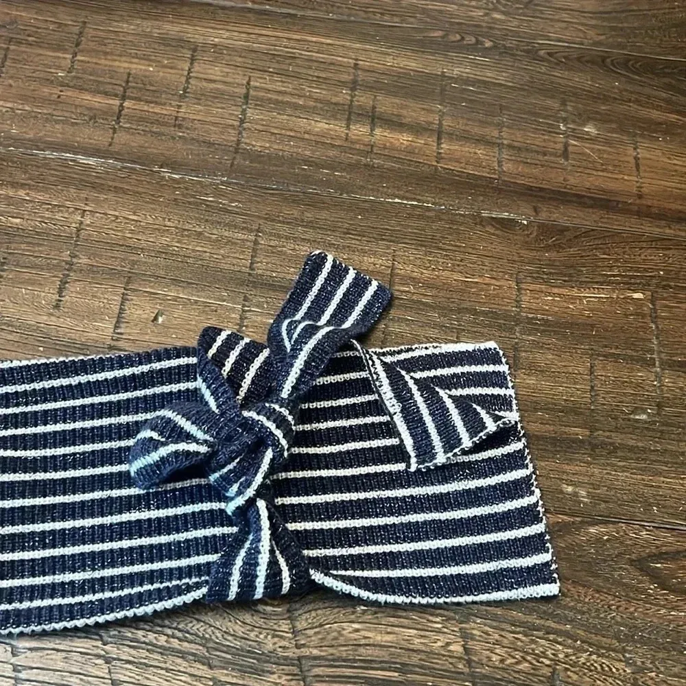 Nic & Zoe Striped Cardigan Medium EUC Navy White Open Front Coastal Preppy - Image 6