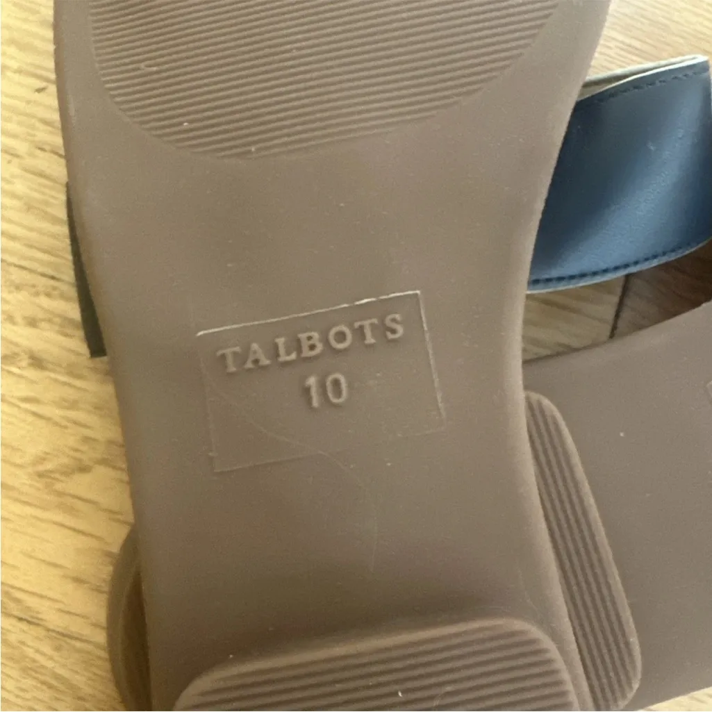 Talbots Black Leather Slide Sandals Size 10 | Classic H Cutout Flat Slides - Image 6