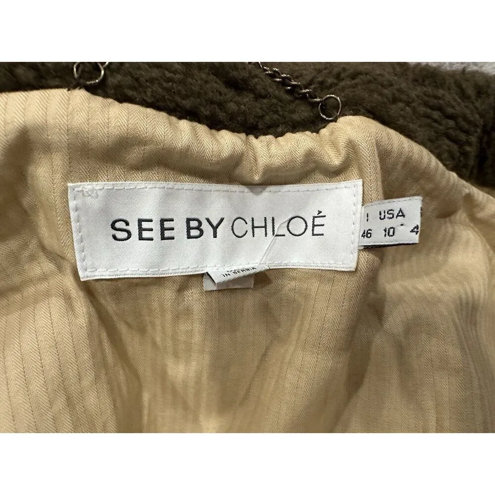 SEE by CHLOE jacket short coat khaki green size IT 46 US 10 - Image 8