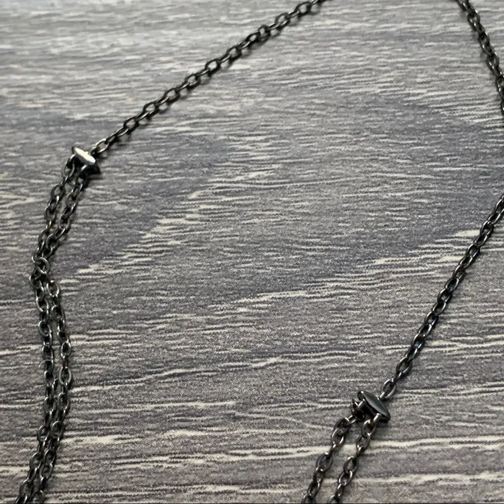 Nadri Gwen Spike Crystal Necklace Blue Gunmetal NWT Dagger Silver - Image 7