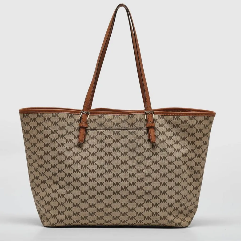 Michael Kors Tan and Brown Logo Tote - Image 3