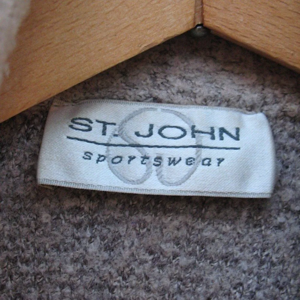 St. John Beige Wool Blend Textured Knit Cardigan Jacket - Image 7