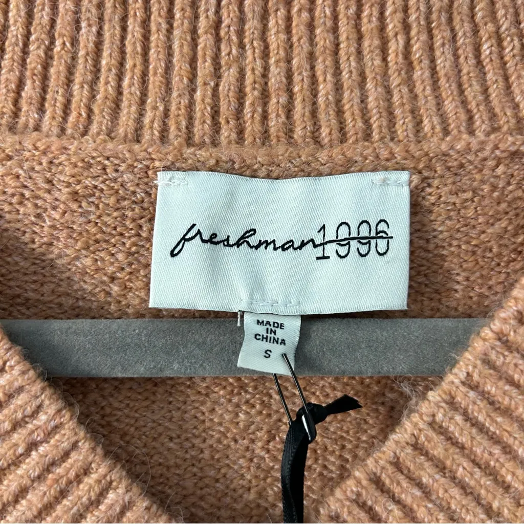 Freshman 1996 Brown Heart Flower Squared Oversized Vest NWT S Tan - Image 2