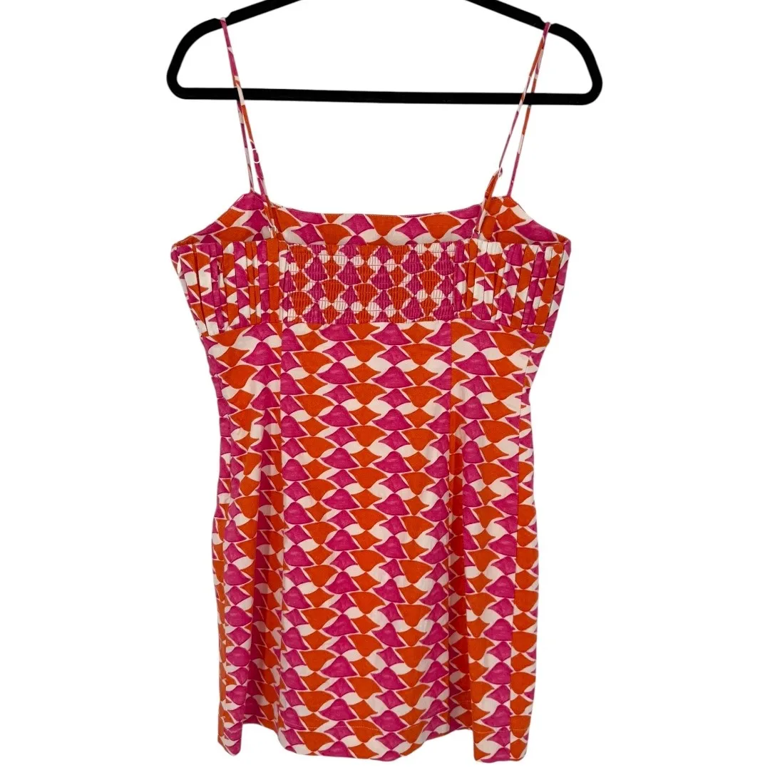 Anthropologie Maeve Ophelia Sleeveless Linen Mini Dress Pink‎ Geometric Size 8P - Image 4