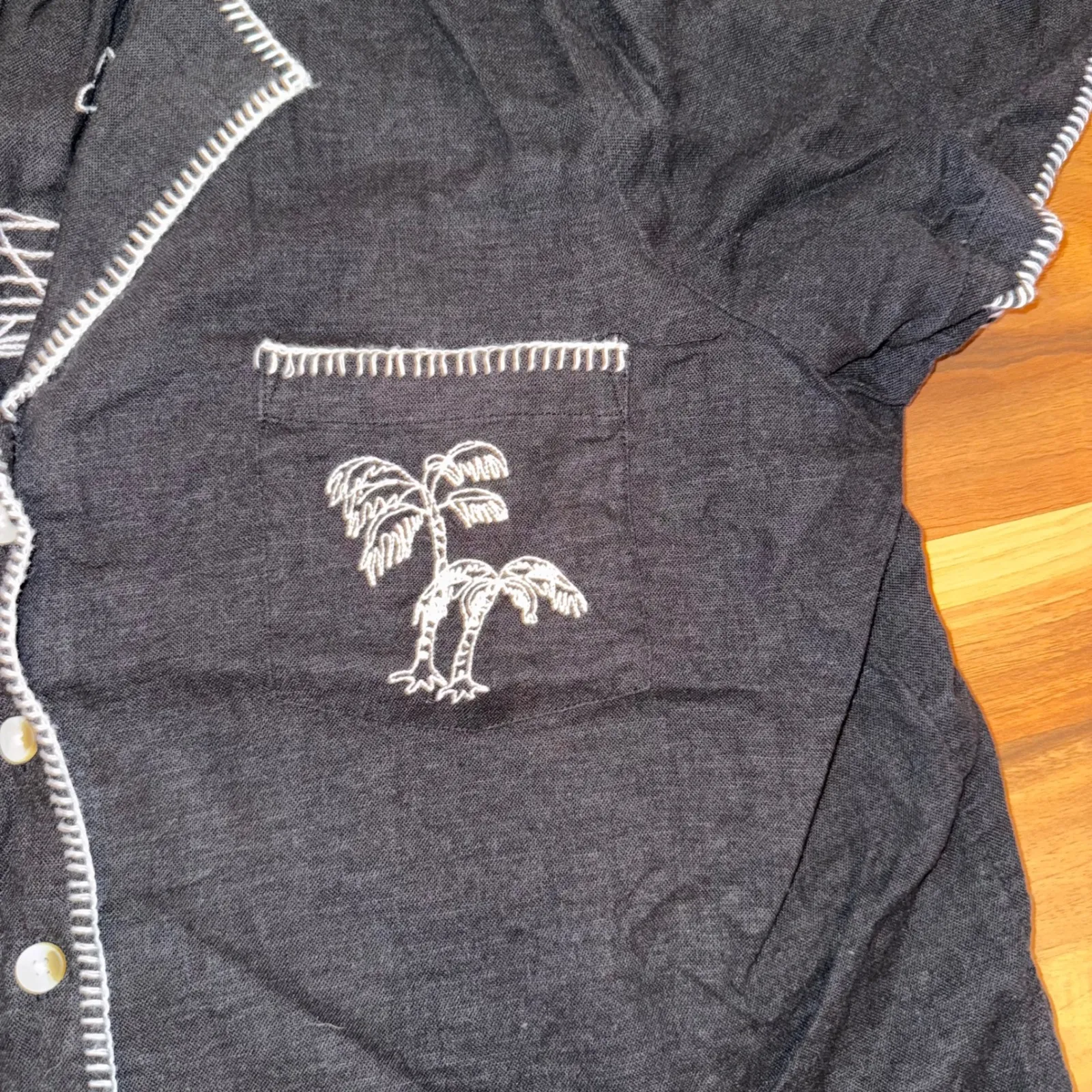 Lucky Brand Palm Tree Beach Embroidered sleep lounge Top Women's XL vacation - Image 2