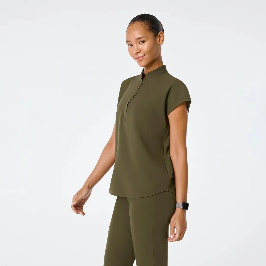 Figs Rafaela Oversized Scrub Top in Spruce, Size Large - Image 3