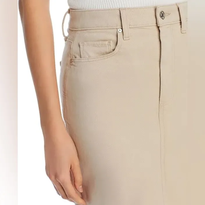 PAIGE‎ Angela Midi Denim Skirt Women’s 6 (28) Soft Beige Preppy Classic Casual - Image 4