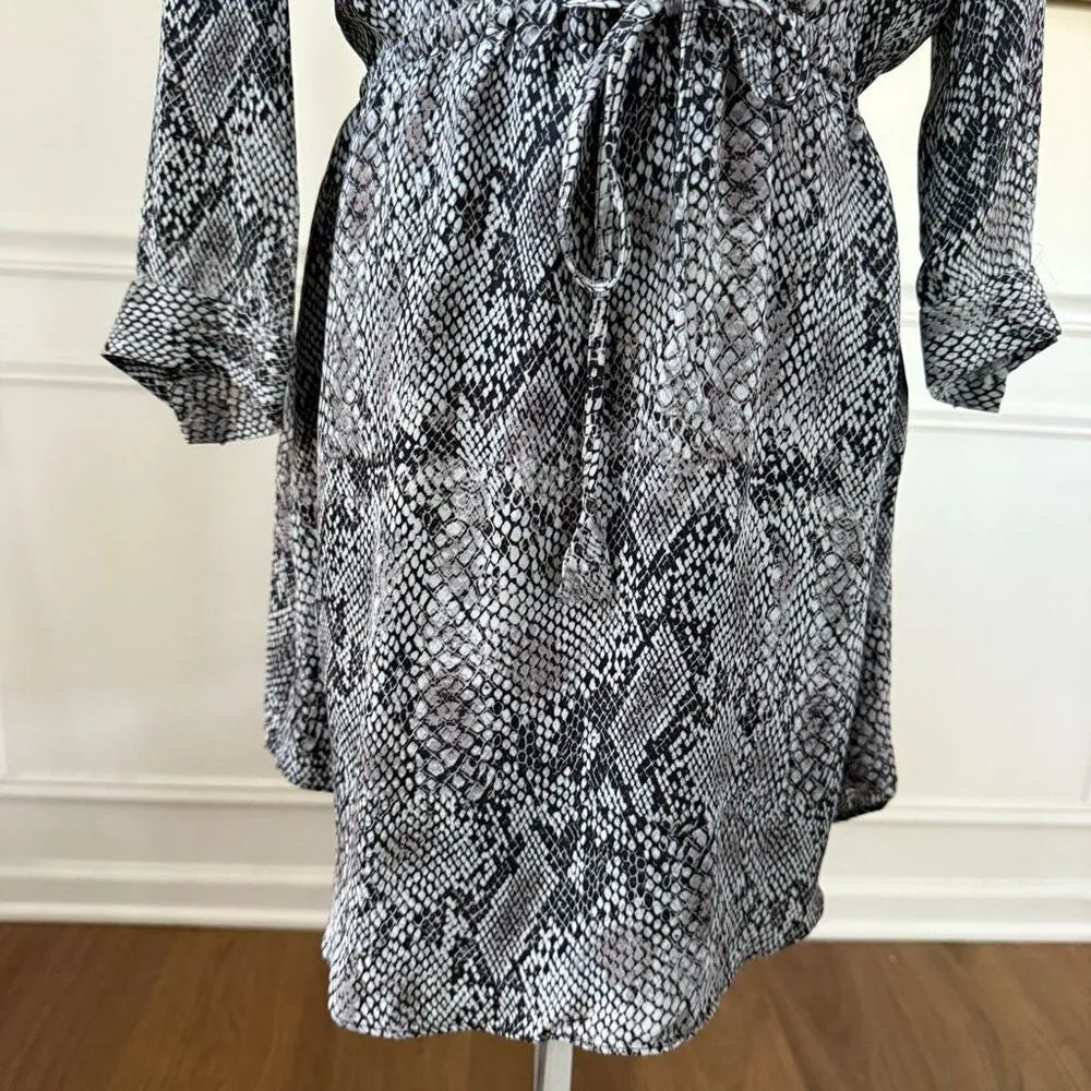 Aritzia Babaton Bennett Snake Print Silk Shirt Dress XS - Image 6