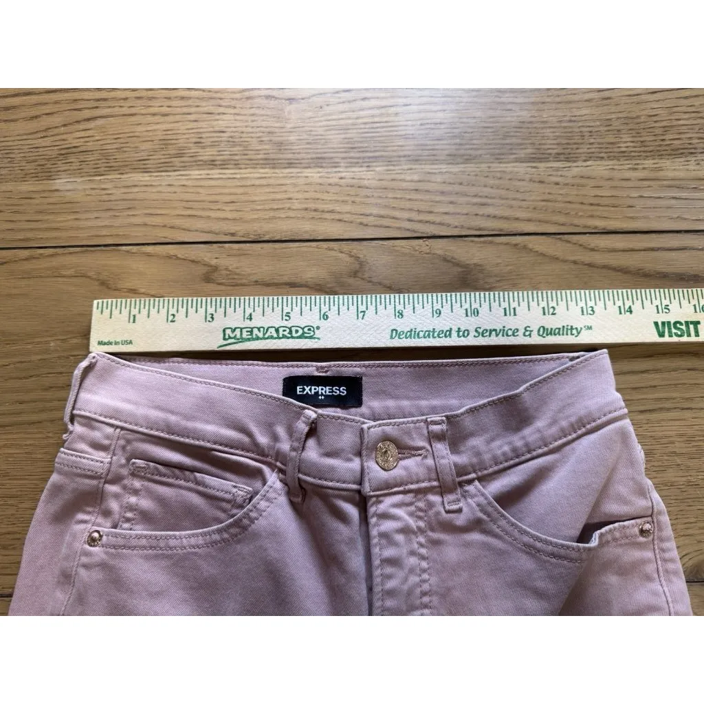 Express Skinny High Rise Pants Size 4R Pink Stretch Classic City‎ Preppy Office - Image 3