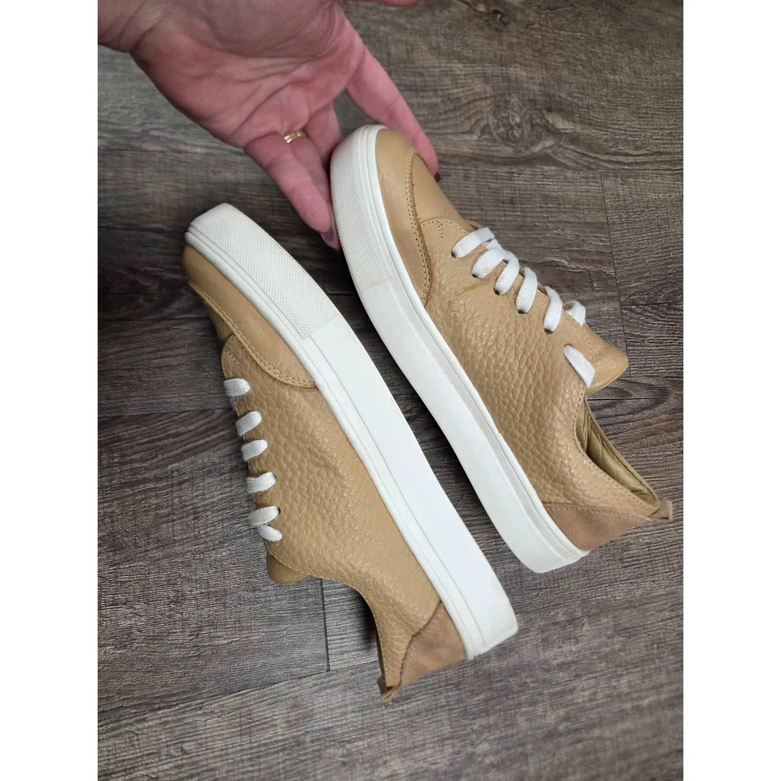 Kaanas Women's Brown Genuine Leather Lace Up Sneakers Shoes Size 7 - Image 3