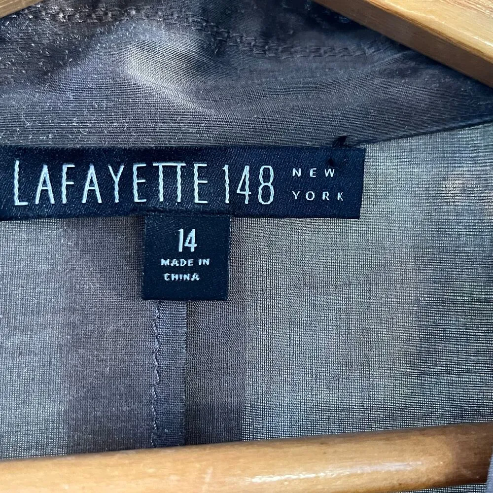 Lafayette 148 New York Women's Army Green/Brown Lightweight Jacket Size 14 - Image 8