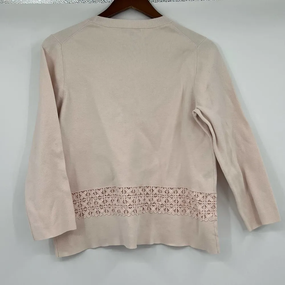 J. Crew sweater lace trim hem pullover sweater blush light pink size medium - Image 7