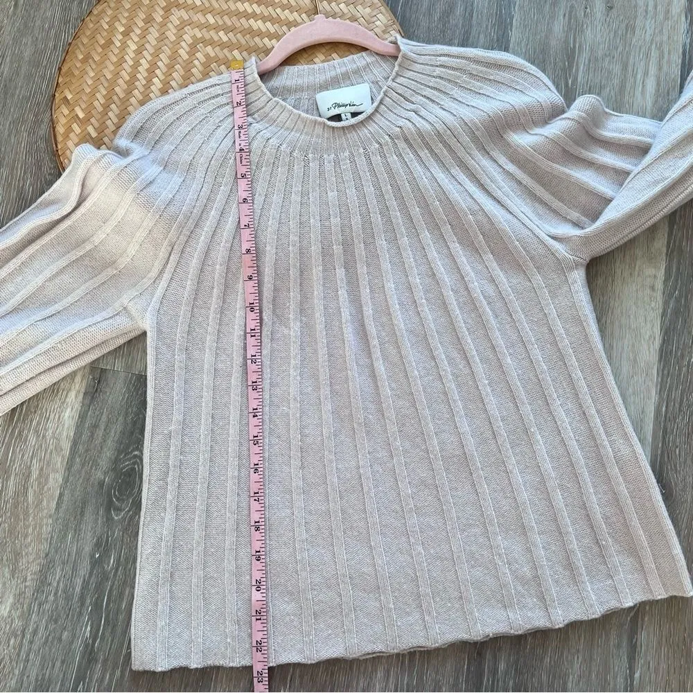 3.1 Phillip lim wool & cashmere ribbed mock neck sweater balloon sleeve size‎ L - Image 3