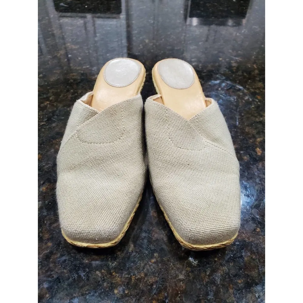 LifeStride Women s Beige Linen Low Heel Slip On Clogs Slipper Size 6 - Image 8