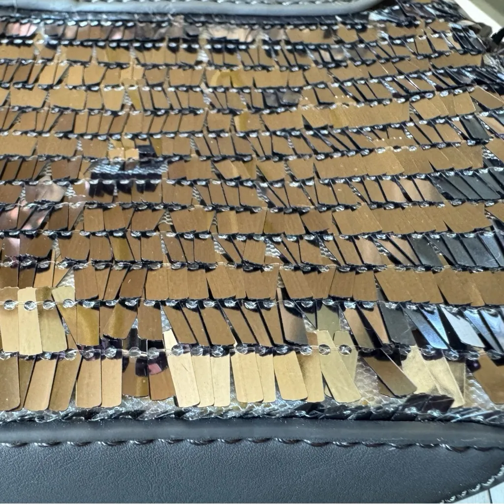 BIBI LOU Anthropologie Silver & Black Sequin Shoulder Bag - Image 13