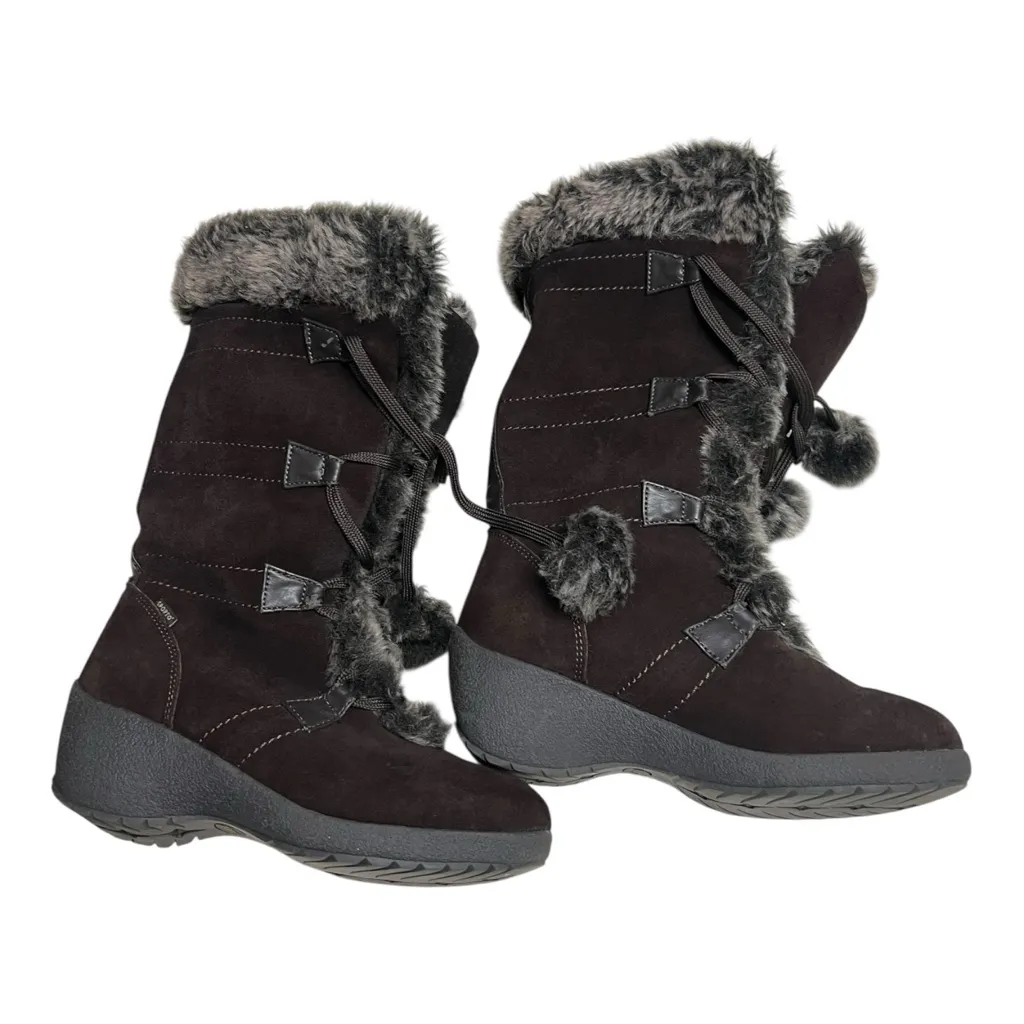 Sporto Meagan Women's Brown Suede Leather Wedge Winter Boots Size 7W - Image 5