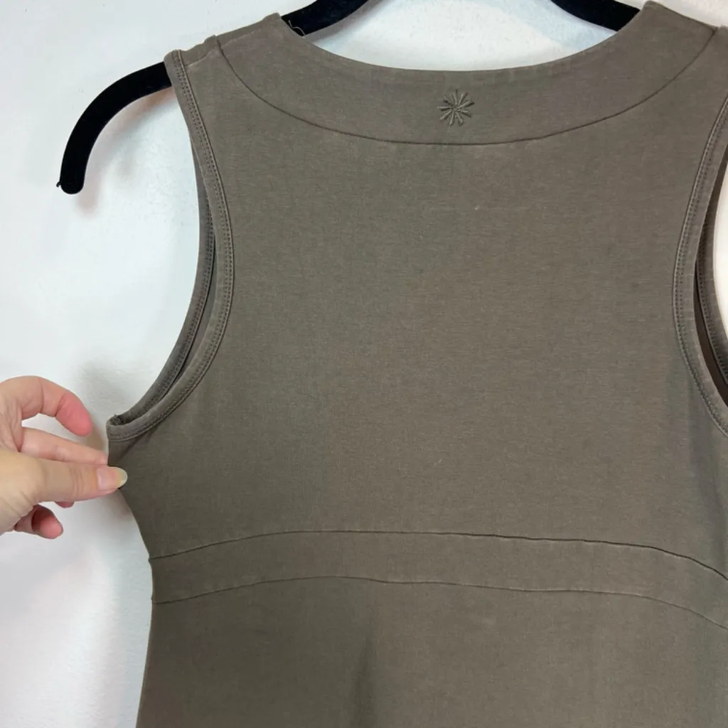 Athleta Señorita Organic Cotton Mini Dress Olive Green Sleeveless VNeck Sz Small - Image 10