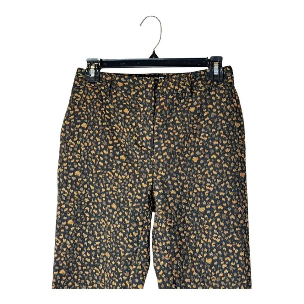 Allen Schwartz‎ Pants Women 0 Black Brown Animal Print Split Hem Flare Trousers - Image 3