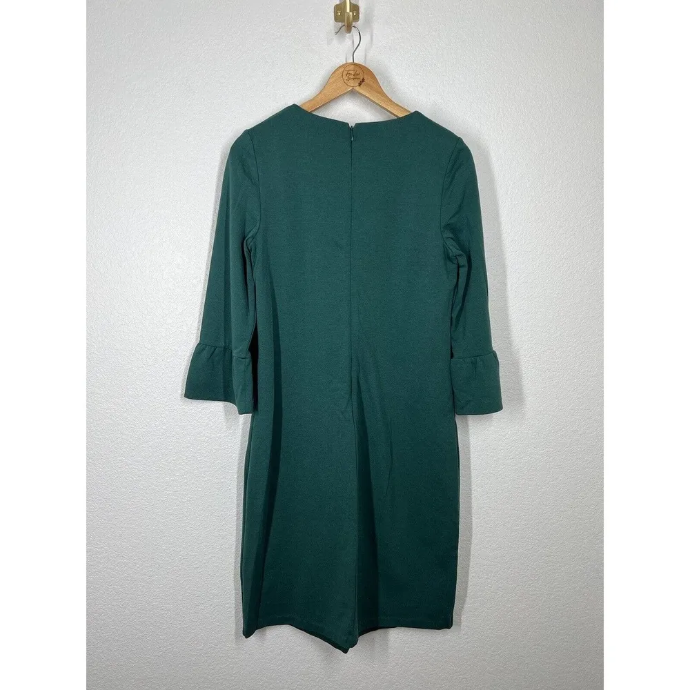 Boden Lavinia Ponte Knit Dress 10L Dark Green Bell Sleeves Size undefined - Image 5