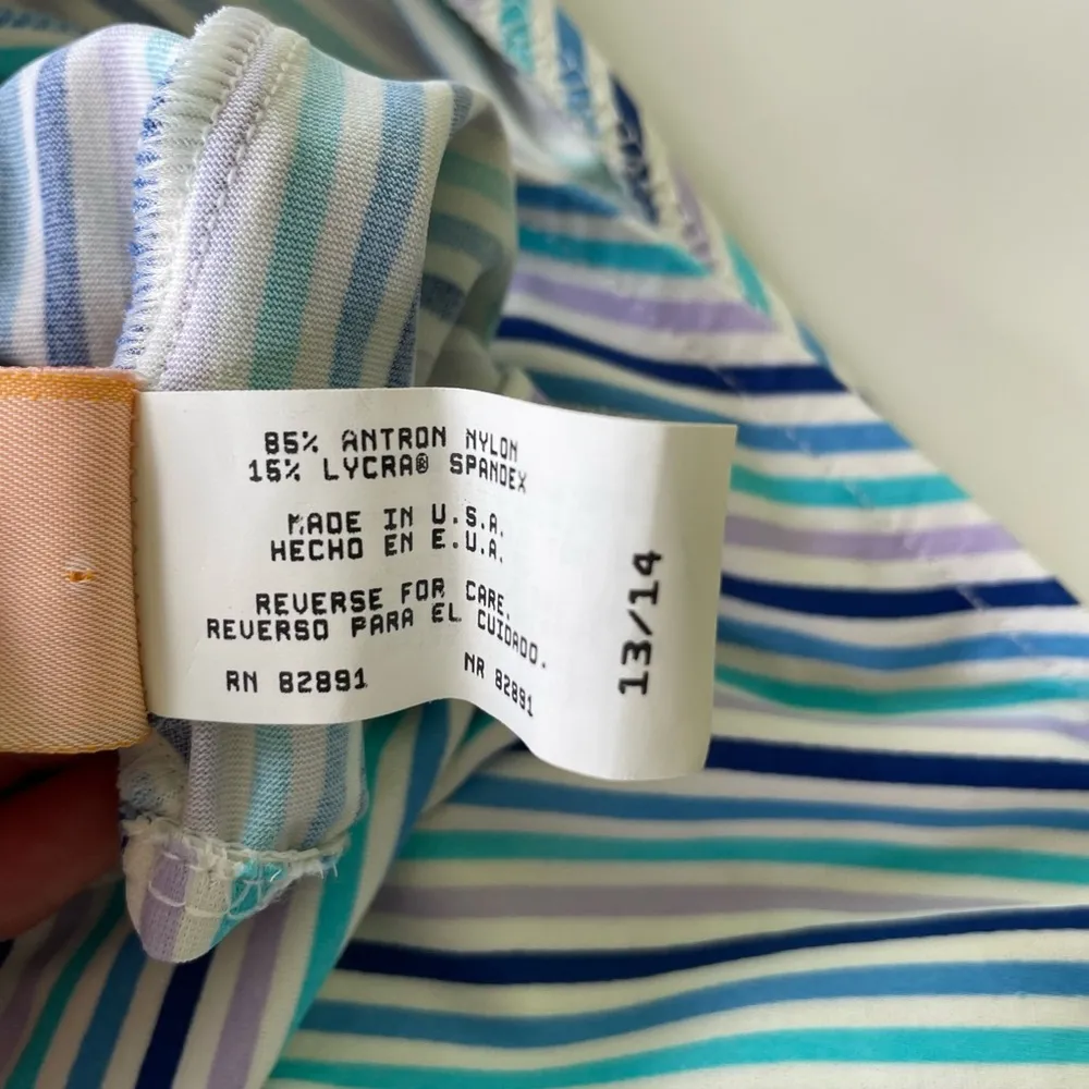 Vintage 90’s Pro Spirit Blue Purple White Stripe One Piece Low Back Swimsuit Size undefined - Image 6