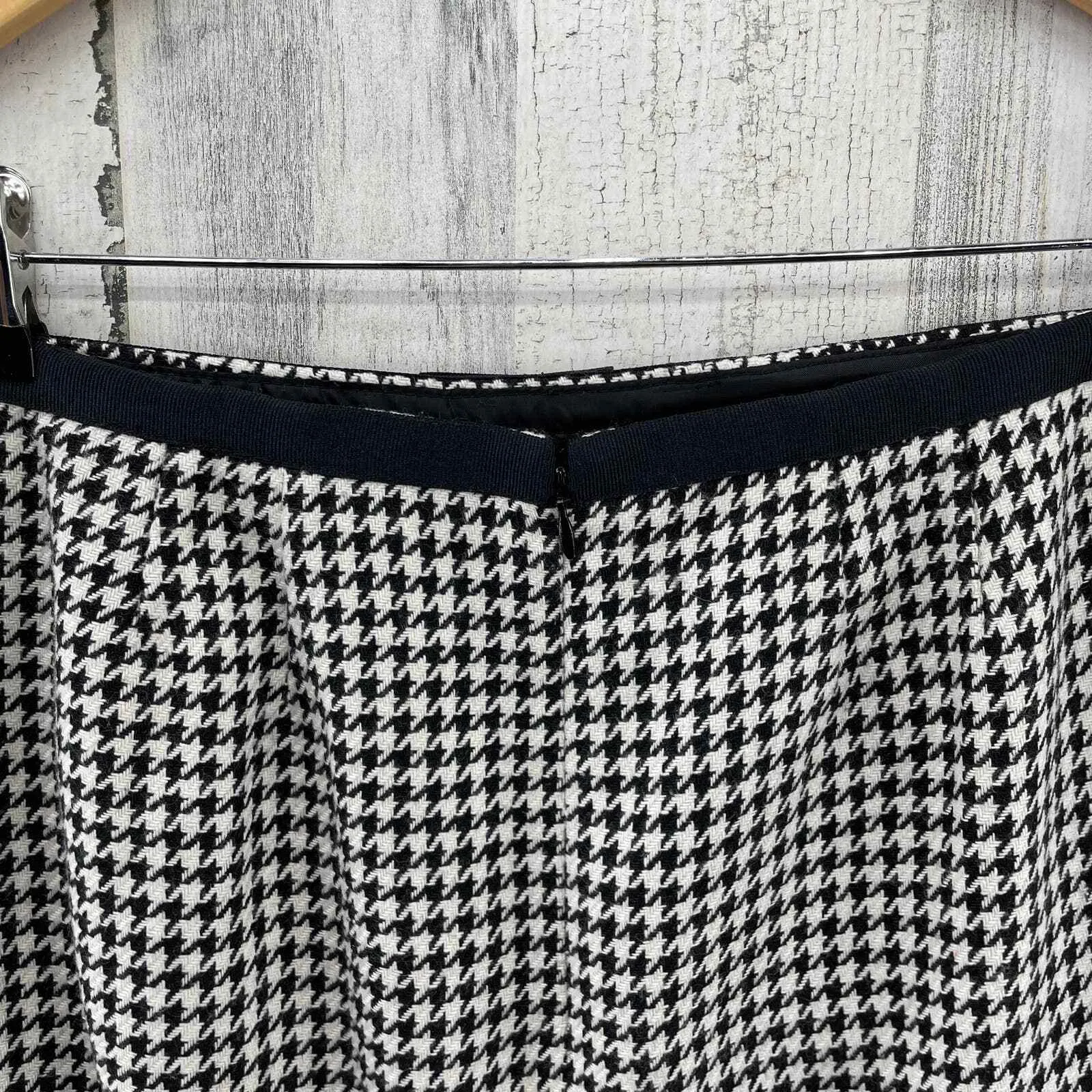 Ann Taylor Pencil Skirt Womens 0‎ Petite Black White Houndstooth Wool Blend Bow - Image 5