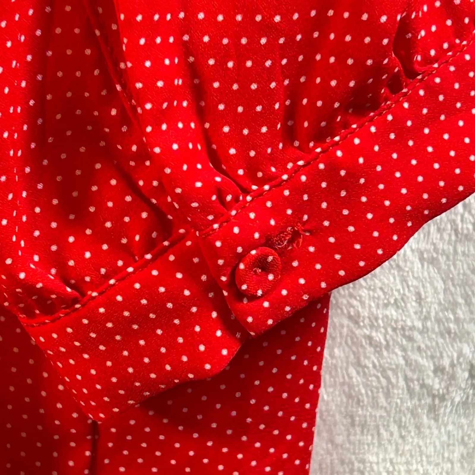 Carolina Belle Red Polka Dot V Neck Button Front Tunic Top Blouse Women Plus - Image 5