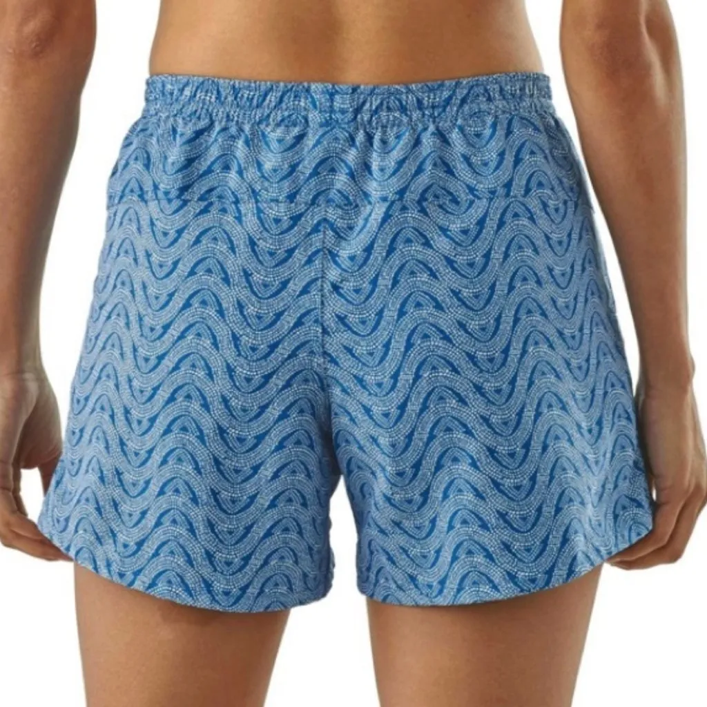 PATAGONIA Baggies Shorts - 5" Blue Wavy Striped Geometric Pull On Active Shorts - Image 4