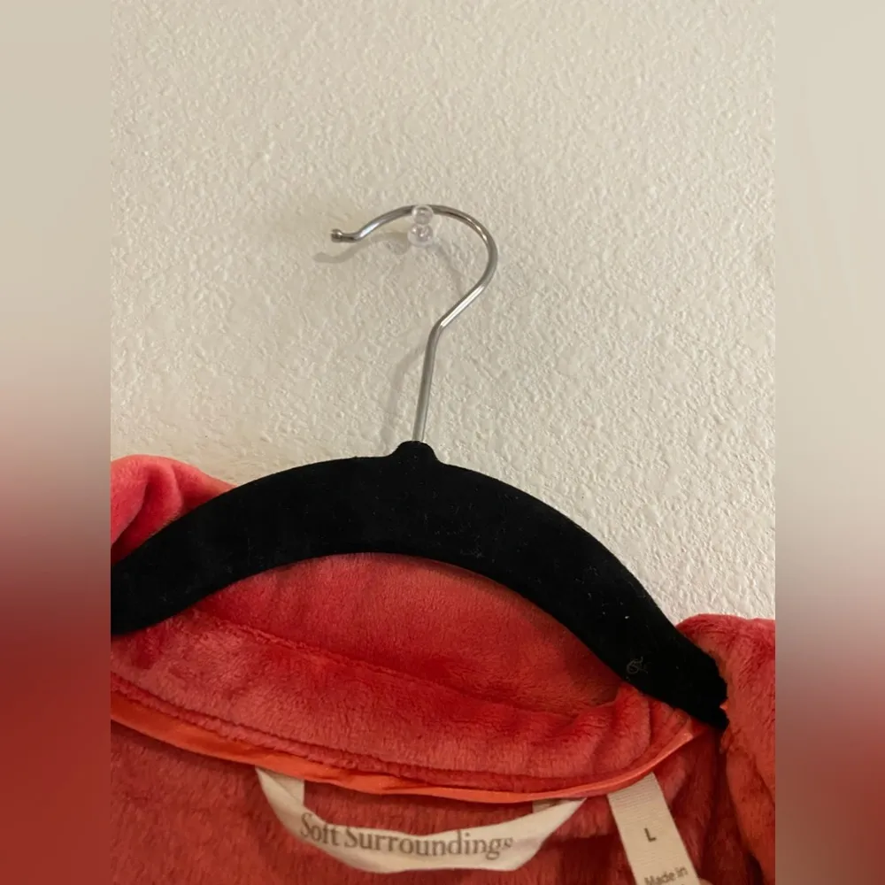 Soft Surrounding Button Down Coral Velour Velvet Plush Top Front Pocket, Large - Image 5