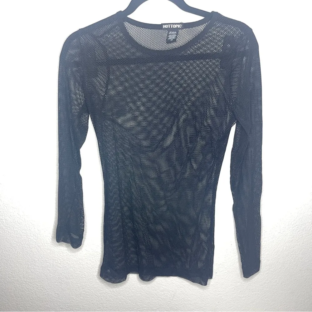 Black Mesh Long Sleeve Top - Image 2