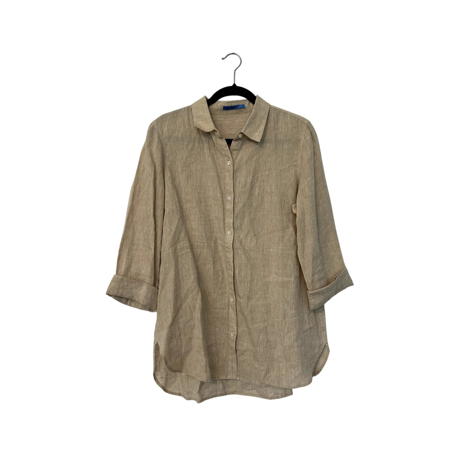 J.McLaughlin Britt Linen Point Collar Long Sleeve Button Front Blouse - Image 4