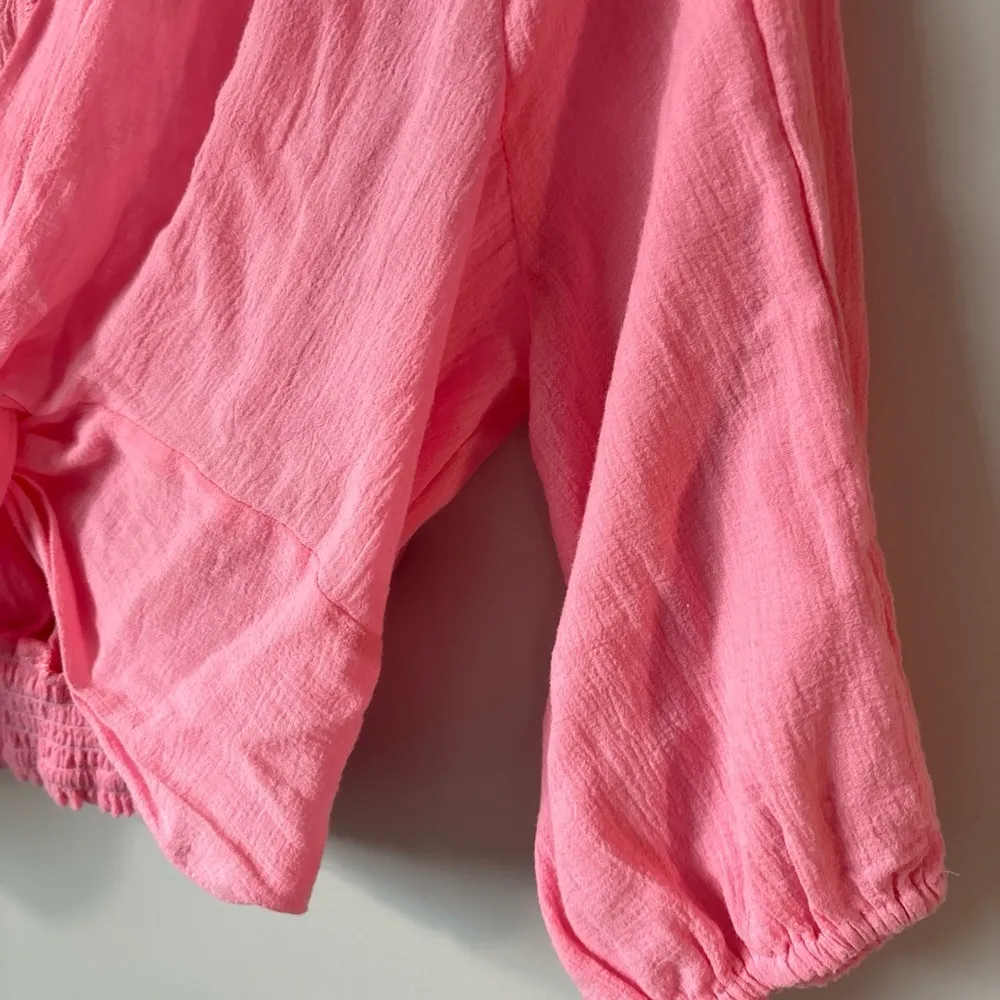 HYFVE pink Womens Long Sleeve Crop front knot 💯 cotton top in M - Image 5