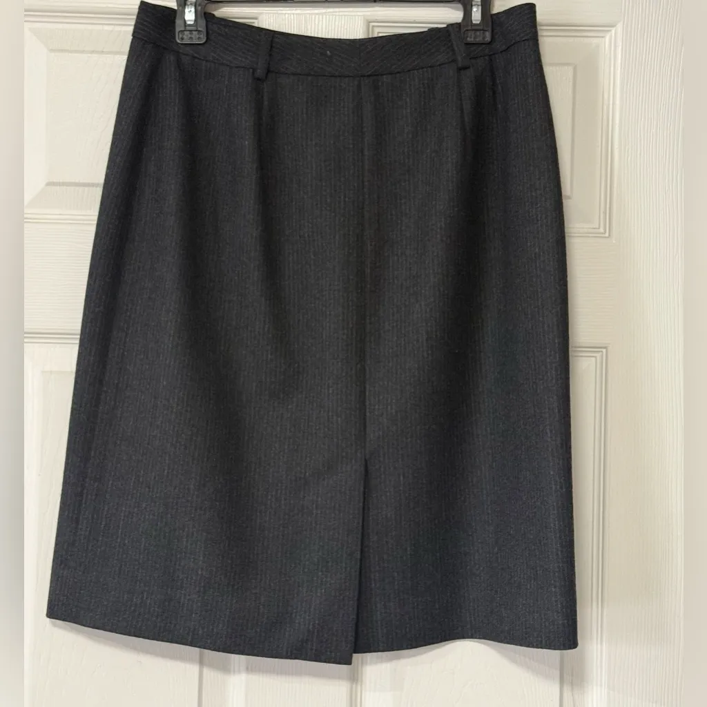 Brooks Brothers Stretch Women's Vintage Wool Blend Pencil Skirt Dark Gray Sz 12 - Image 2