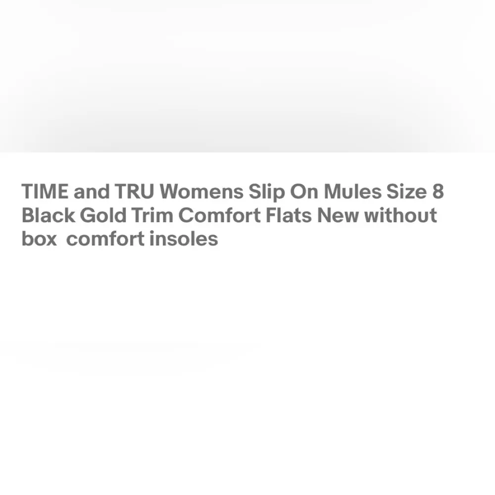 TIME and TRU Womens Slip On Mules Size 8 Black Gold Trim Comfort Flats New - Image 7