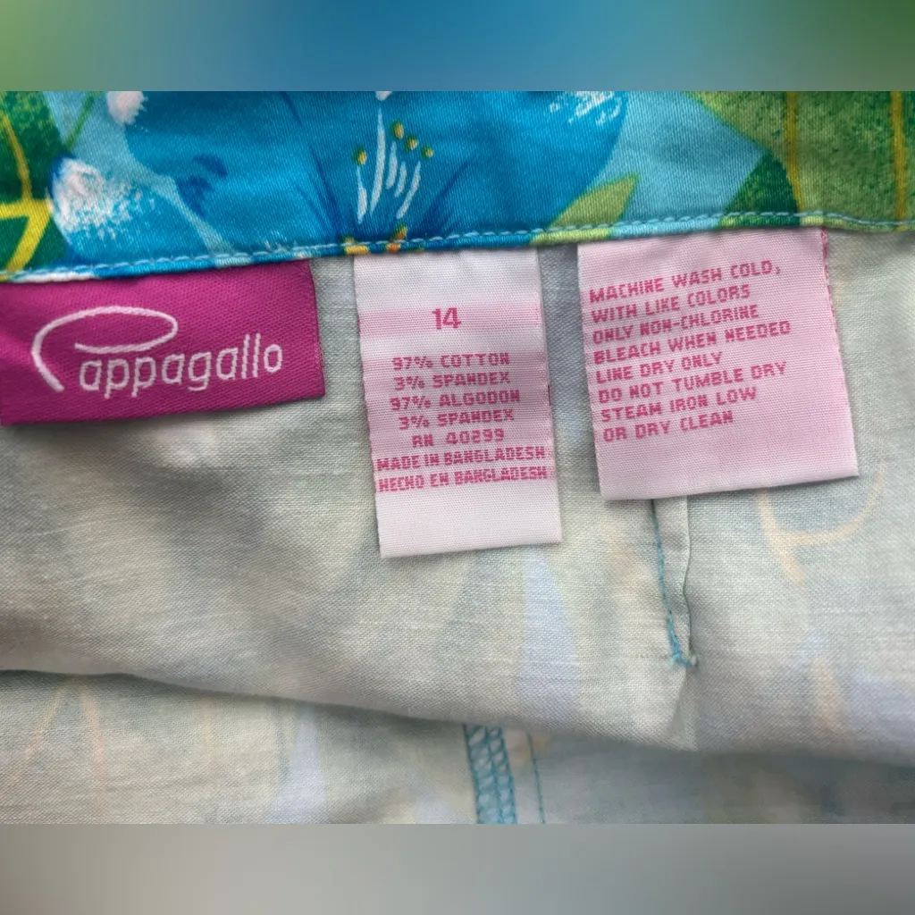 Pappagallo 16 Aloha Hawaii Print Matching Shorts Skort in Green n Turquoise - Image 10