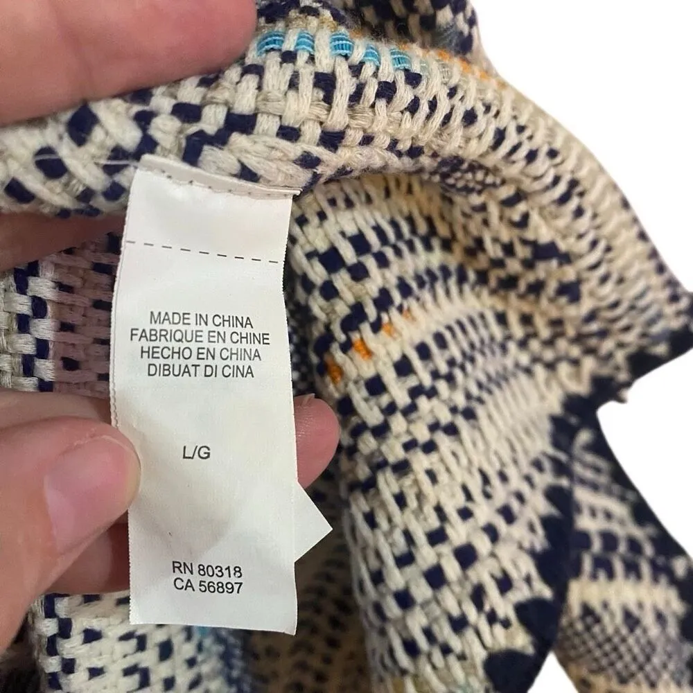 Lucky Brand Pottery Cardigan Large, Open Front with Raw Tassel Hem Trim, Woven - Image 8