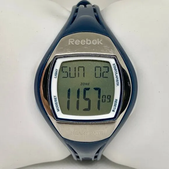 Reebok 50MWR Digital Watch heart rate Stopwatch Blue Buckle Band 37mm running - Image 2