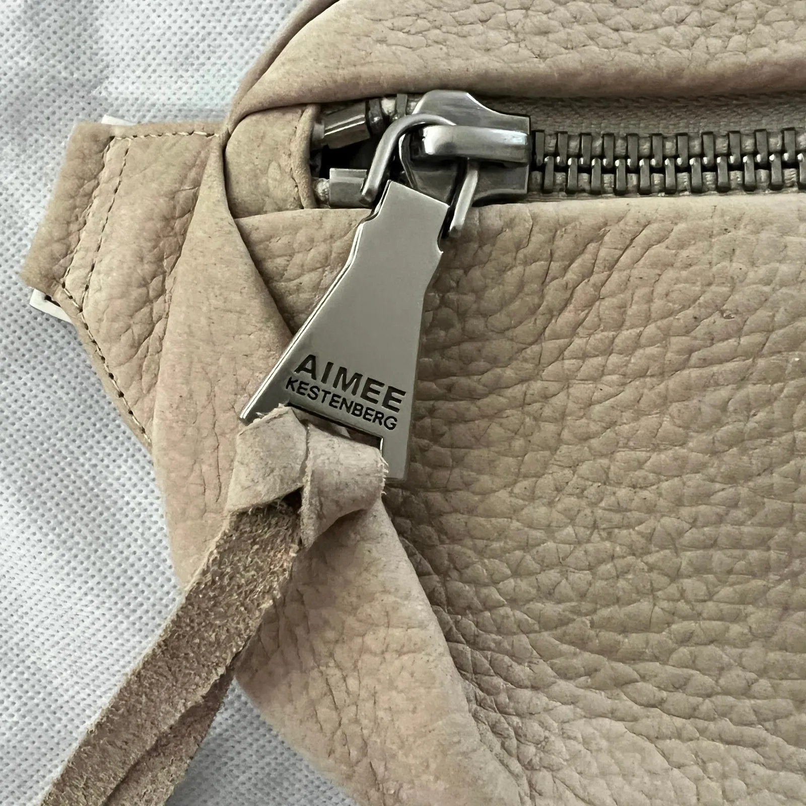 AIMEE KESTENBERG Milan Bum Bag Crossbody Oatmeal Tan Khaki Suede Leather - Image 3