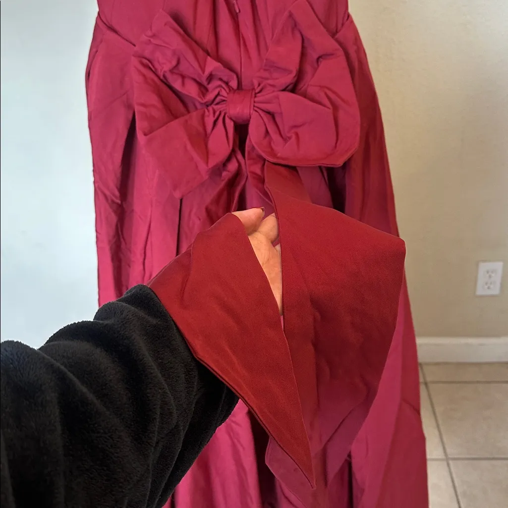 House of CB Pandora Berry Strapless Detachable Bow Red Maxi Dress Size L - Image 8