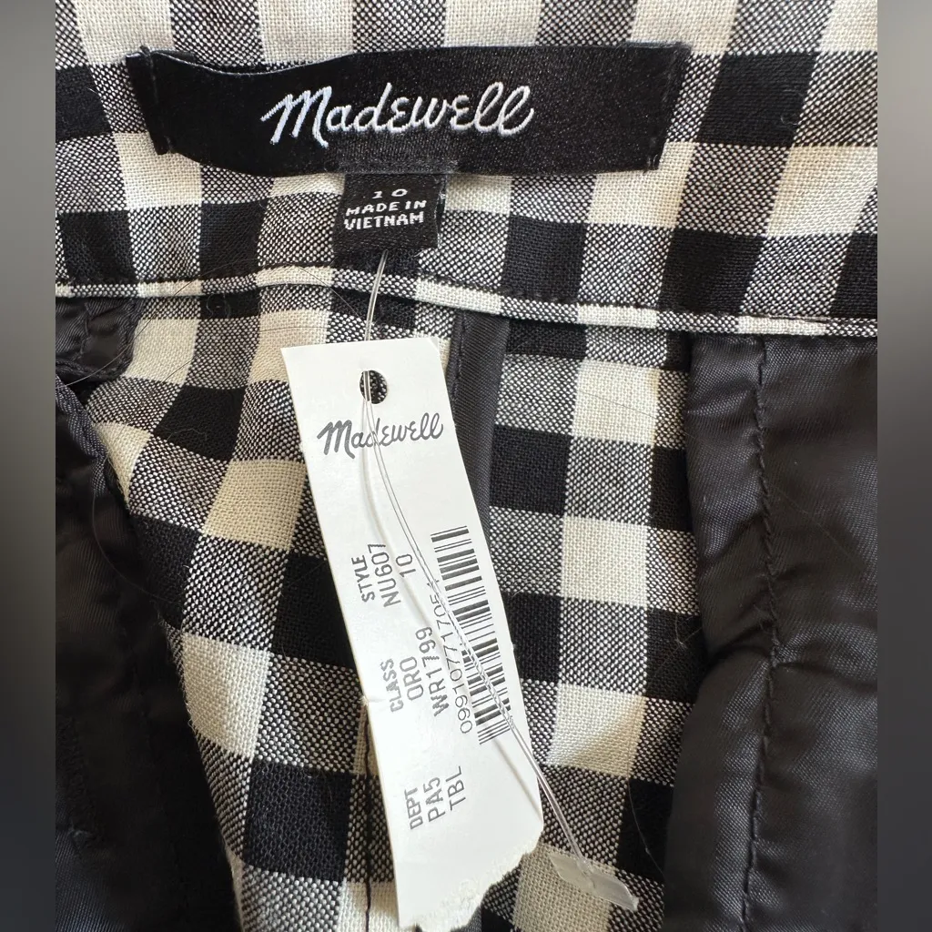Madewell Black and White Checkered Skort Size 10 NWT - Image 4
