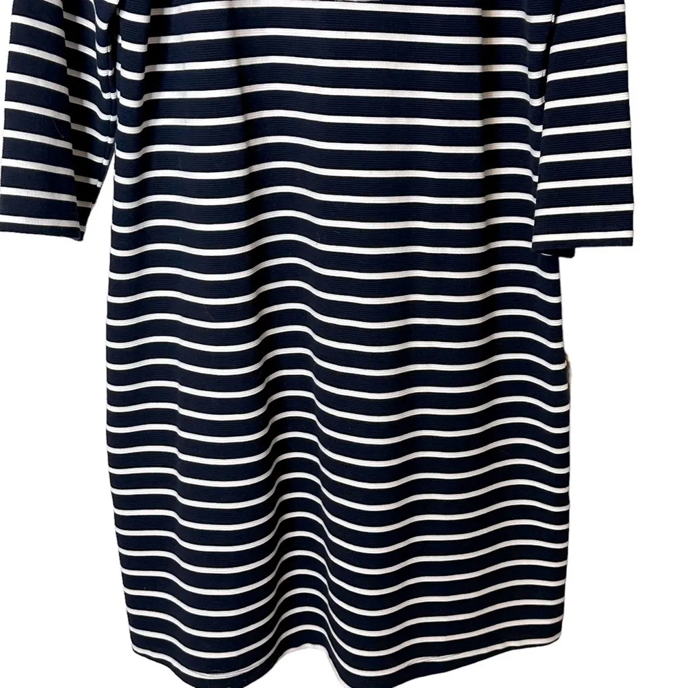 Talbots Blue White Striped Ribbed‎ Knit Dress Pockets NWT Size XL 51167233 - Image 3