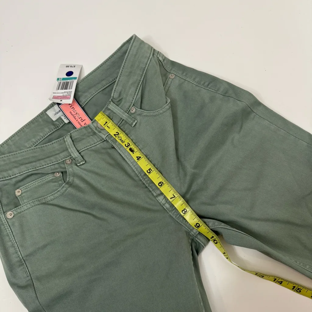 NEW Vineyard Vines High Rise Garment Dyed Skinny Denim Jeans Sage Olive Size 25 - Image 8