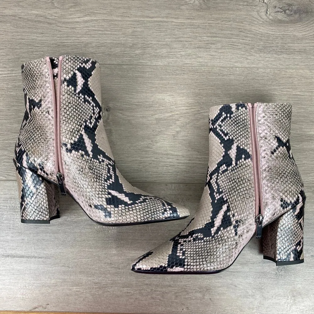 Aquatalia Mauve Black Snakeskin Embossed Leather Palomina Ankle Boots Sz.10 NWOB - Image 14