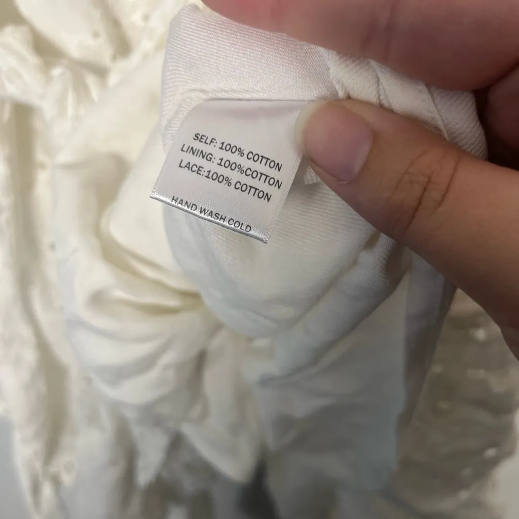 By together Anthropologie Collection Off White Eyelet open back mini dress M - Image 5