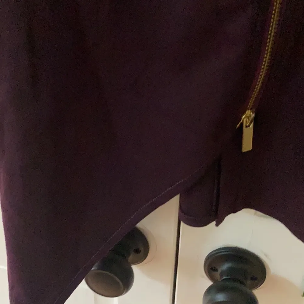 Nina Leonard NWT eggplant zipper‎ dress asymmetric large new plum gold - Image 4