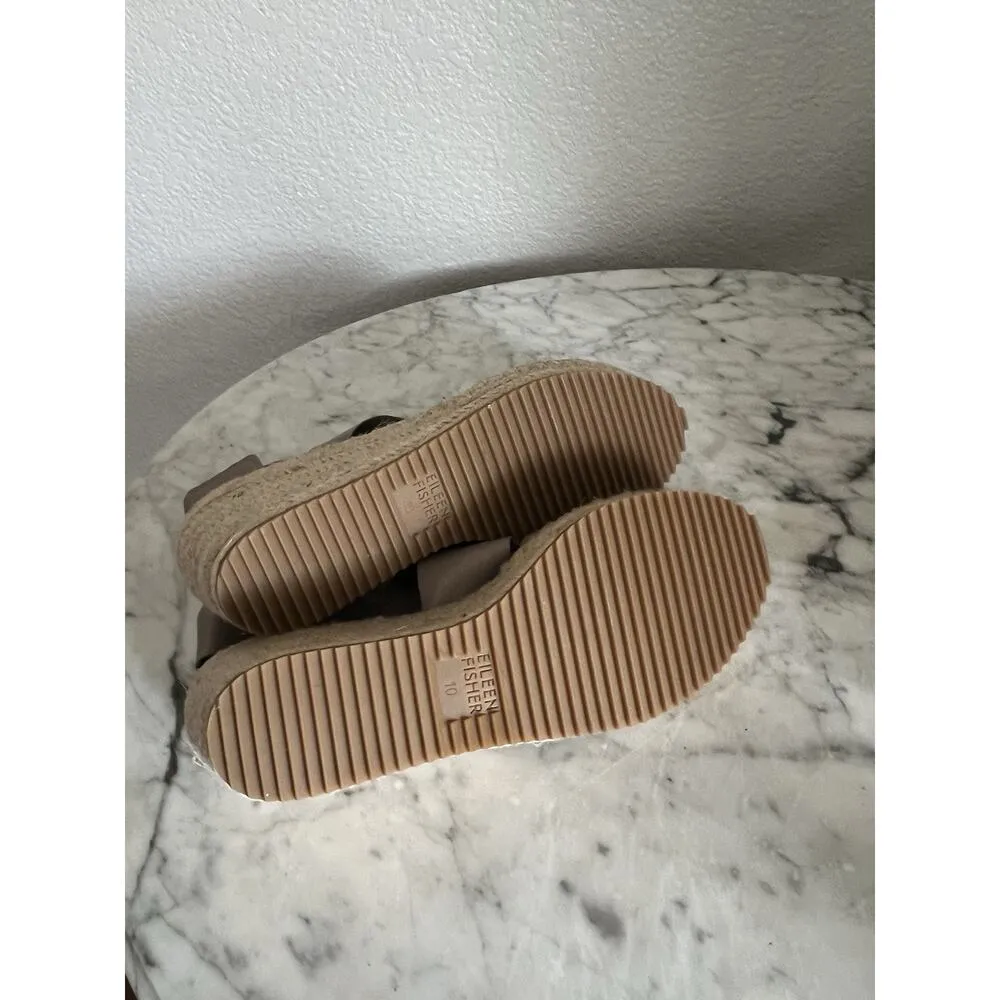 Eileen Fisher Shoes Womens 10 Willow Sandals Leather Espadrille Wedge Heels - Image 6